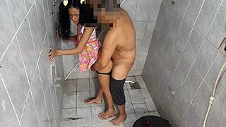 stepdad teaches horny bathroom sex to his latina teen