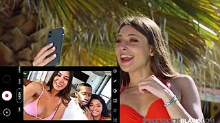 Anya Krey And Scarlett Slurp First Black Monster Cocks On Beach