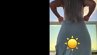 Hot Blonde Crossdresses in See-Through Dress Teasing Curves Boldly