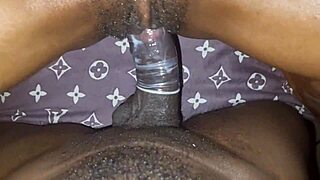 His deep pussy pounding makes her soak and drip uncontrollably