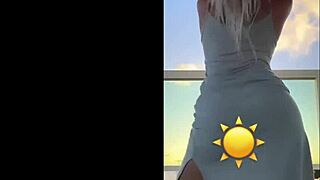 Hot Blonde Crossdresses in See-Through Dress Teasing Curves Boldly