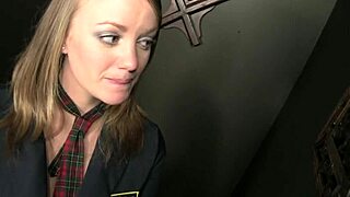big tits amateur milf sucks monster cock through glory hole sloppy