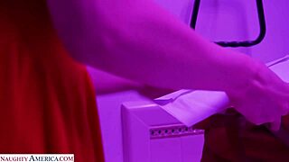 Fans' Schoolgirl Fantasy: Amber Moore Fucks Doggystyle Cowgirl Hotel