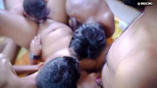 desi indian milf stepmom's big boobs gangbanged by stepsons with facial cumshots