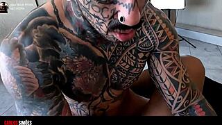 Tattooed Hunk Fucks Young Latina Visitor