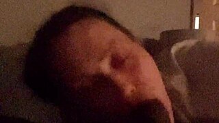 beautiful mature deepthroats big black cock gagging cum mouthful