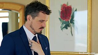 Wife Blindfolded for Double Penetration Cheating Right Under Hubby's Nose!