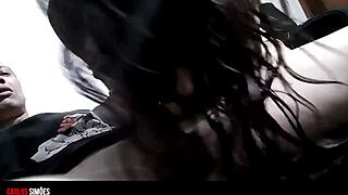 Tanned Brazilian Wife Sucks Lover's Huge Thick Cock Submissively