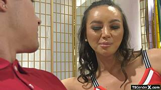 Jock Barebacks Asian Tgirl Cheerleader Deep!