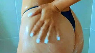stunning brazilian teen showers in black thong 😍💦