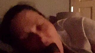 beautiful mature deepthroats big black cock gagging cum mouthful