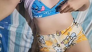 wow check out this sexy colombian girl next door's homemade masturbation with huge natural tits and curvy ass in miniskirt