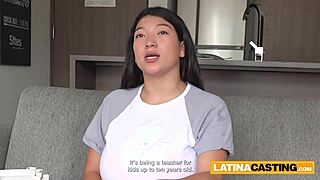 massive tits teacher gags on huge cock throat fuck pov