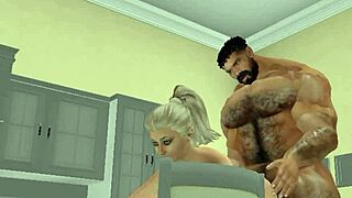 lucky neighbor takes massive cock from muscled football hunk in kitchen cuckold bliss