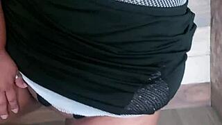 Chubby Mature Teases Huge Tits In Fishnet Blouse And Juicy Pussy Thong