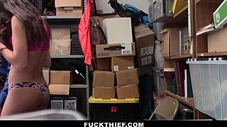 Officer suspects teen 18+ hides merchandise deep in body for hardcore fuck punishment