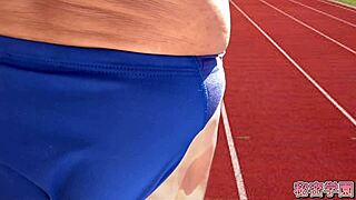 I'm pretending track athlete sly sly masturbating secretly handjob ejaculation secret school spot