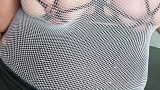 Chubby Mature Teases Huge Tits In Fishnet Blouse And Juicy Pussy Thong