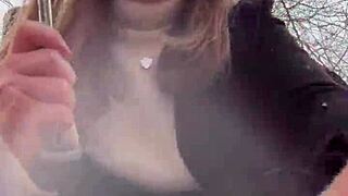 Oops Cute Teen Caught Peeing Spreads Pussy for Stranger Cum