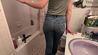 Amateur Wife's Horny Shower Pee Desperation Golden Fetish