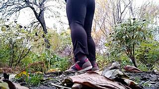 Mature Curvy Hairy Milf Squats to Pee Wet Pussy
