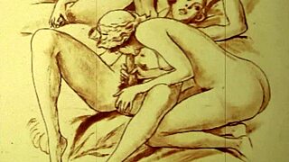 Vintage erotic drawings feature hairy antique retro scenes
