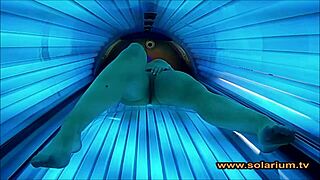 beautiful woman masturbates on hidden solarium cam