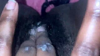 My Hairy Big Clit Pussy Lips Cum Close Up