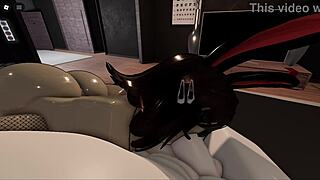 master roughly facefucks his cute roblox bunny slave deep