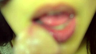 japanese stepsis gives sloppy facial cumshot closeup blowjob