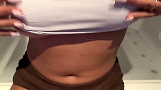 locked up with my hottest friend, she flashes those huge natural tits