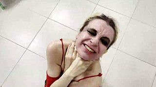 blindfolded slut girlfriend squirts from rough anal in kitchen