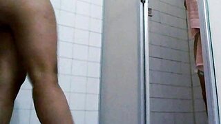 real couple gets wet in bathroom shower at home