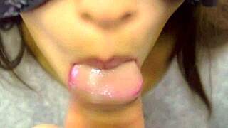 japanese stepsis gives sloppy facial cumshot closeup blowjob
