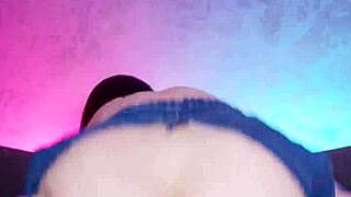 big ass brunette rides monster cock in ripped jeans creampie