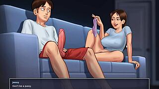 stepsister catches jerking off then rides cock summertime saga ep 13 creampie