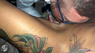 German Redhead Party Slut Pussy Licked By Strangers In Club Shop