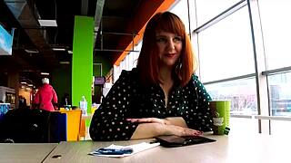 bbw redhead milf flashes mall upskirt rides cock pov