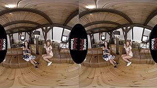 Brunette Gropes Shaved Pussy and Big Tits