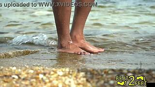 Petite Brunette Teen Giggles Sucks Sandy Toes at Beach Fetish