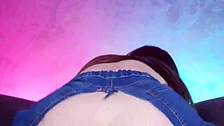 big ass brunette rides monster cock in ripped jeans creampie