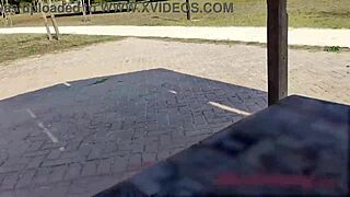 Teacher grips student's throbbing cock jerking him off publicly in crowded park