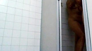 real couple gets wet in bathroom shower at home