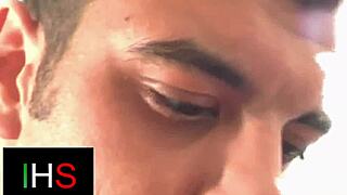 sublime brunette with blue eyes rides big cock then swallows cum