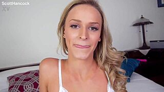 Emma Hix skinny blonde petite POV blowjob facial cumshot