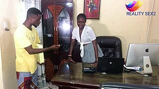 Curvy Ebony Boss Needs Delivery Boy's Monster Cock Ride Office Break