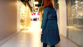 bbw redhead milf flashes mall upskirt rides cock pov