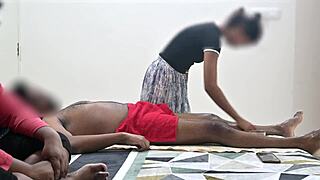 lady watches masseur deliver that sneaky happy ending!