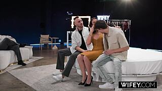 Hubby watches Sienna Rae take double penetration from two guys