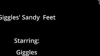 Petite Brunette Teen Giggles Sucks Sandy Toes at Beach Fetish